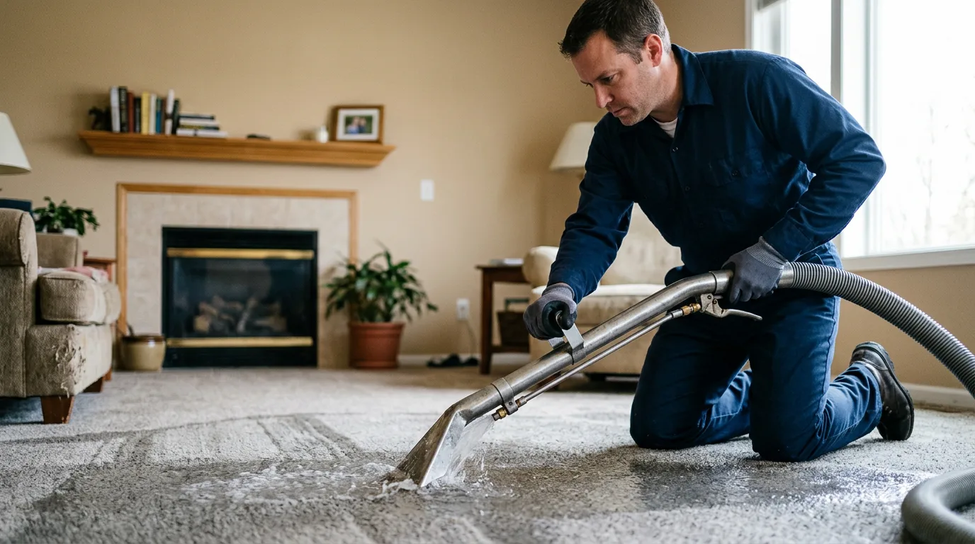 Water damage restoration technician working near Washington, KS